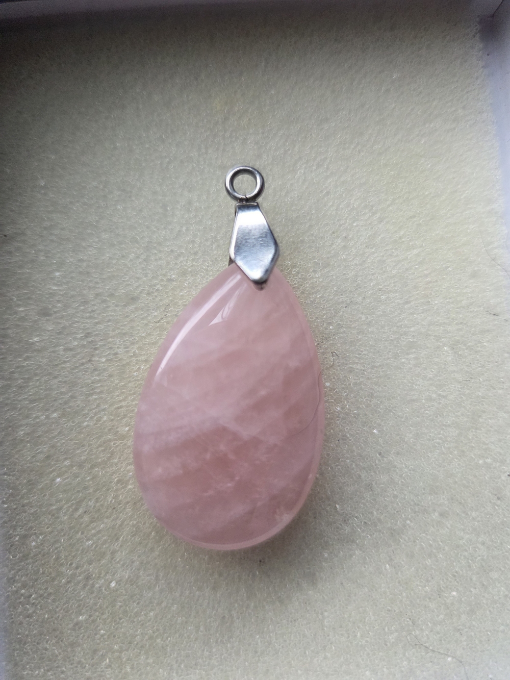 Rose Quartz Teardrop Pendant Necklace - Pink Sterling Bail